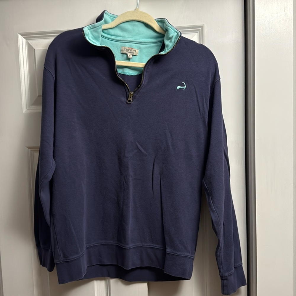 Cuffy’s of Cape Cod Men’s 1/4 zip 100% cotton sweatshirt.